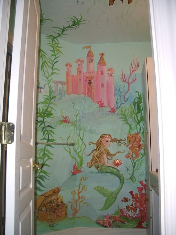 570x760 Wall Murals Mermaid Mural Painting Custom By Mariasideasart - Mermaid Wall Painting
