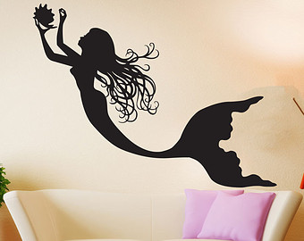 340x270 3 Mermaid Wall Decal Mermaid Stickers Mermaid Decor Girls - Mermaid Wall Painting