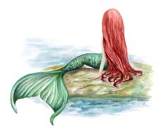 236x188 Mermaid Painting, Watercolor Painting, Mermaid Print, Mermaid - Mermaid Watercolor Painting