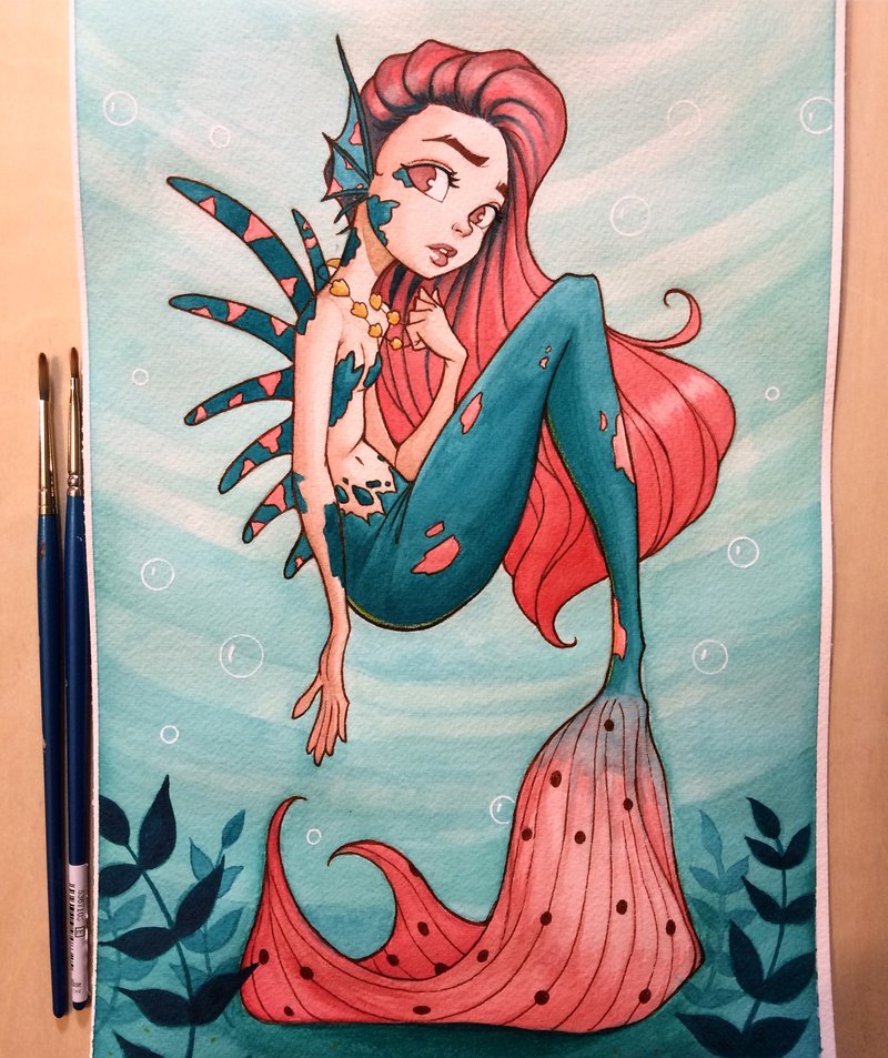 800x953 Mermaid Watercolor By Chrissiezullo - Mermaid Watercolor Painting