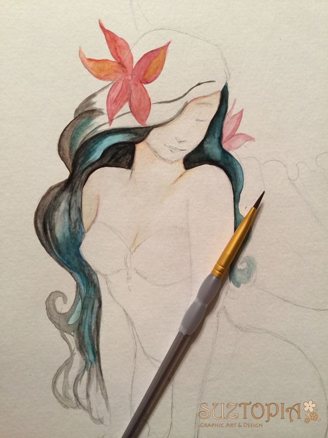 640x853 Mermaid Watercolor Suztopia - Mermaid Watercolor Painting
