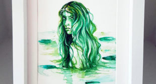 310x168 Original Watercolour Painting Frog Princess Sea Witch Mermaid - Mermaid Watercolor Painting
