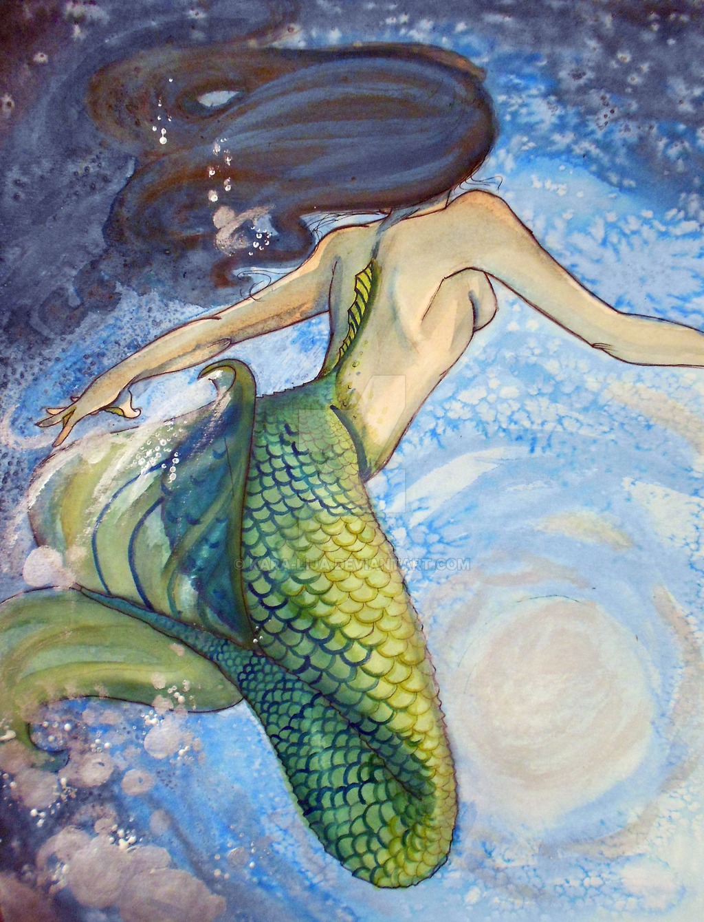 1024x1340 Watercolor Mermaid By Kara Lija - Mermaid Watercolor Painting