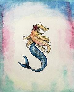 240x300 Fantasy Mermaid Paintings - Mermaid Watercolor Painting