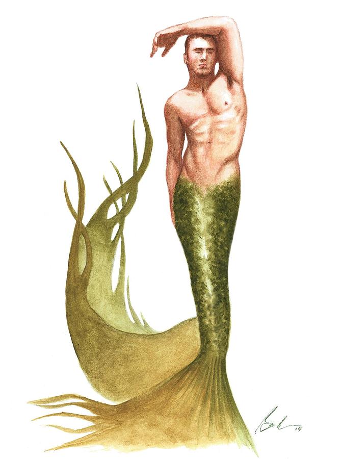 673x900 Merman Painting By Bruce Lennon - Merman Painting