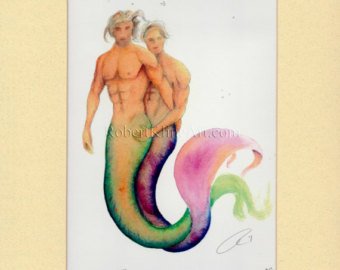 340x270 Merman Art Etsy - Merman Painting
