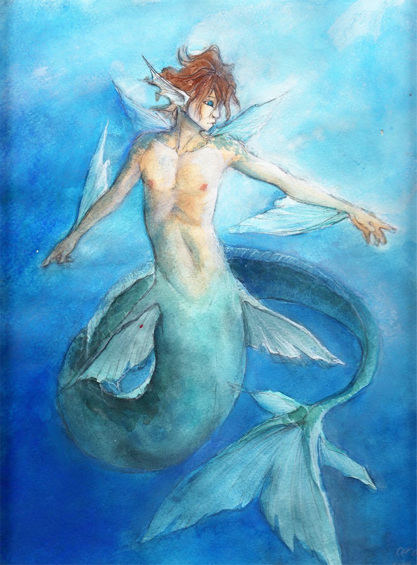 843x1141 Merman Redo By Feralfacade - Merman Painting
