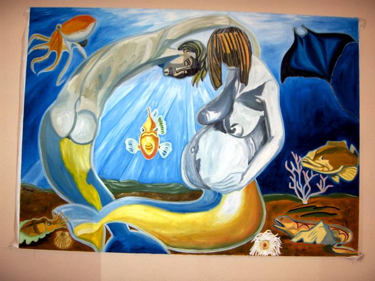 770x578 Saatchi Art Mermaid And Merman Painting By Sigurd Kraus - Merman Painting