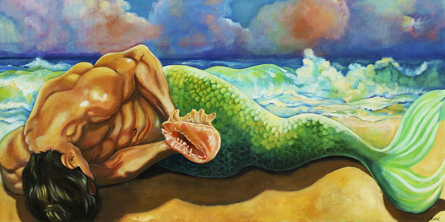 900x450 Searching For The Truth Painting By Mix Luera - Merman Painting