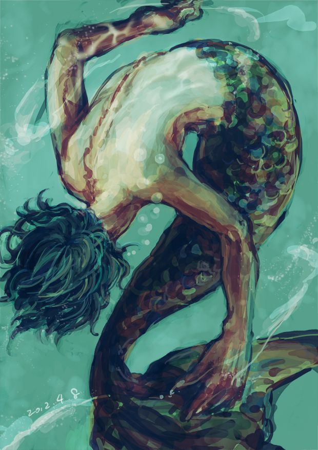 620x877 Merman By Hasabattle On Fantasy Art Mermaids - Merman Painting