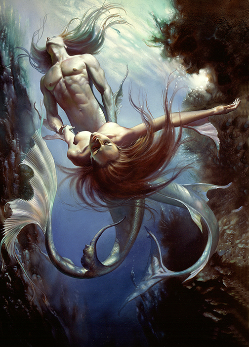 504x702 Mermaid And Triton - Merman Painting