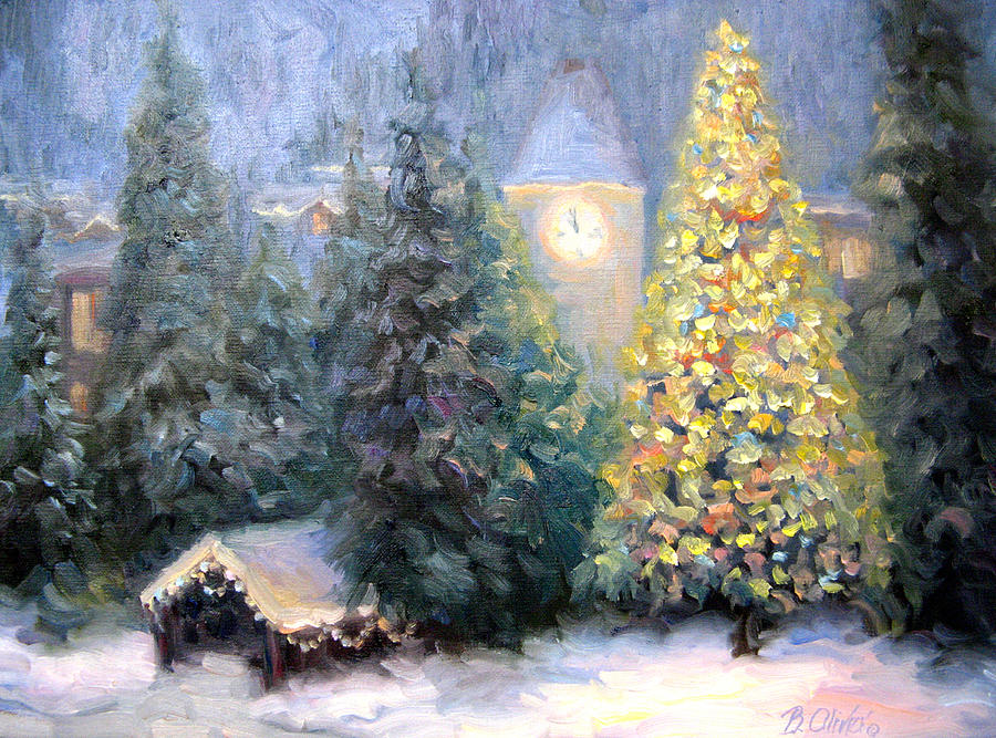 900x667 Merry Christmas From Vail Painting By Bunny Oliver - Merry Christmas Painting