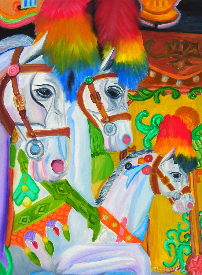 661x900 Merry Go Round Painting By Michael Lee - Merry Go Round Painting