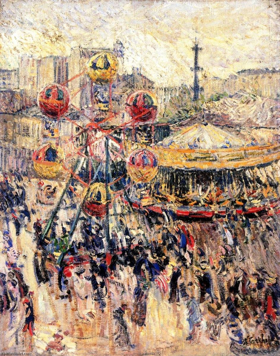 943x1200 Merry Go Round In Montmarnasse By Nicolas Tarkhoff - Merry Go Round Painting