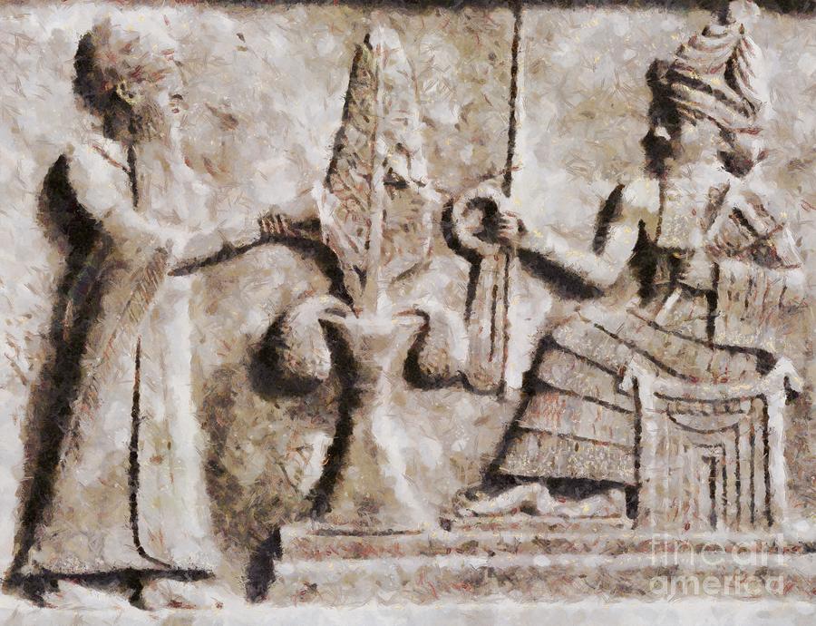 900x690 Ancient Mesopotamia Relief By Sarah Kirk Painting By Sarah Kirk - Mesopotamia Painting