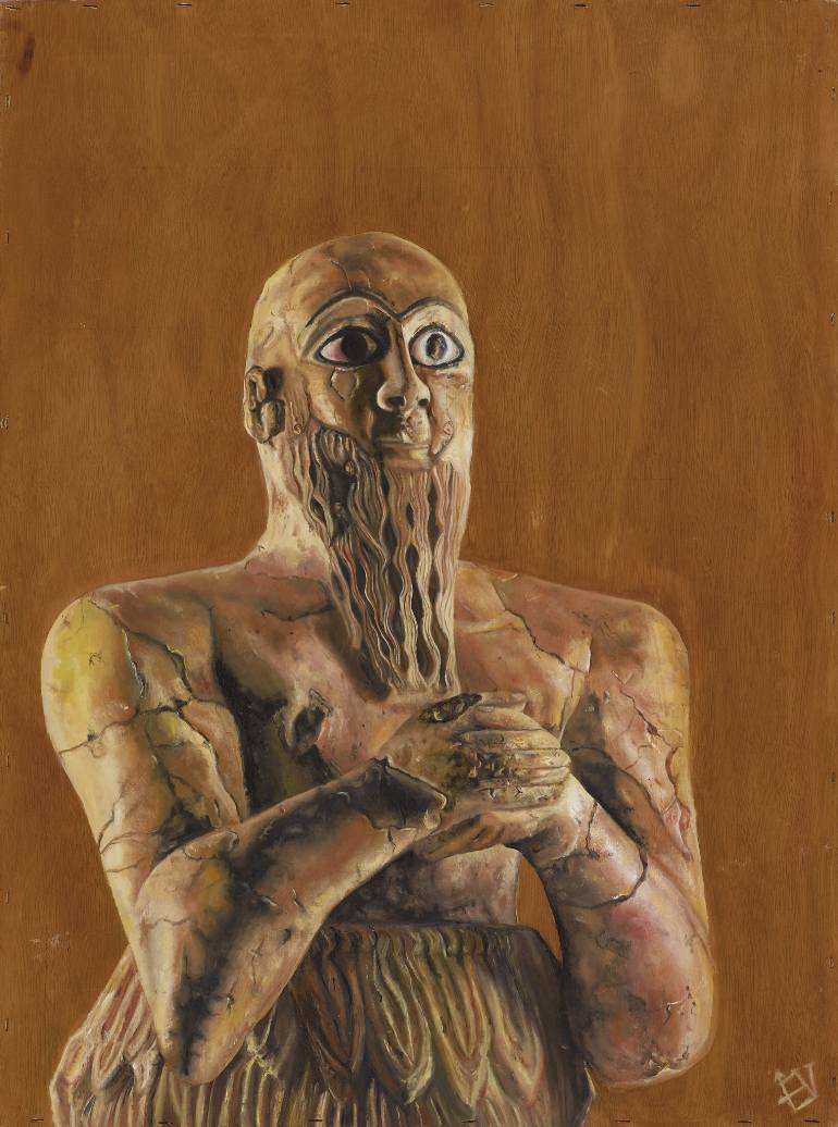 770x1036 Saatchi Art A Statuette Of A Praying King From Ancient - Mesopotamia Painting