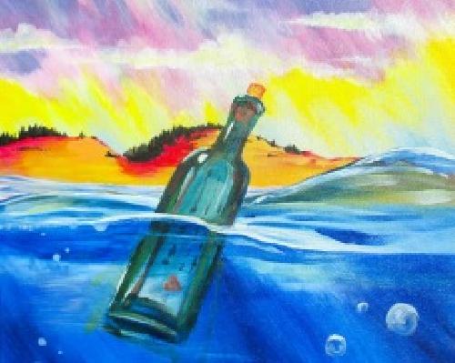 500x399 Lokal's Tooele 11.11.14 Paint Nite Event - Message In A Bottle Painting