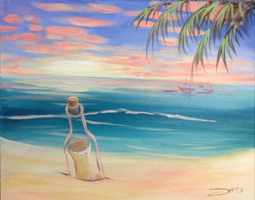 507x398 Message In A Bottle St. Louis South, Mo Wine Amp Design - Message In A Bottle Painting