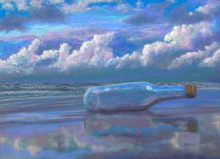 320x232 Pastel Painting Daily Painting Seascape, Message In A Bottle - Message In A Bottle Painting