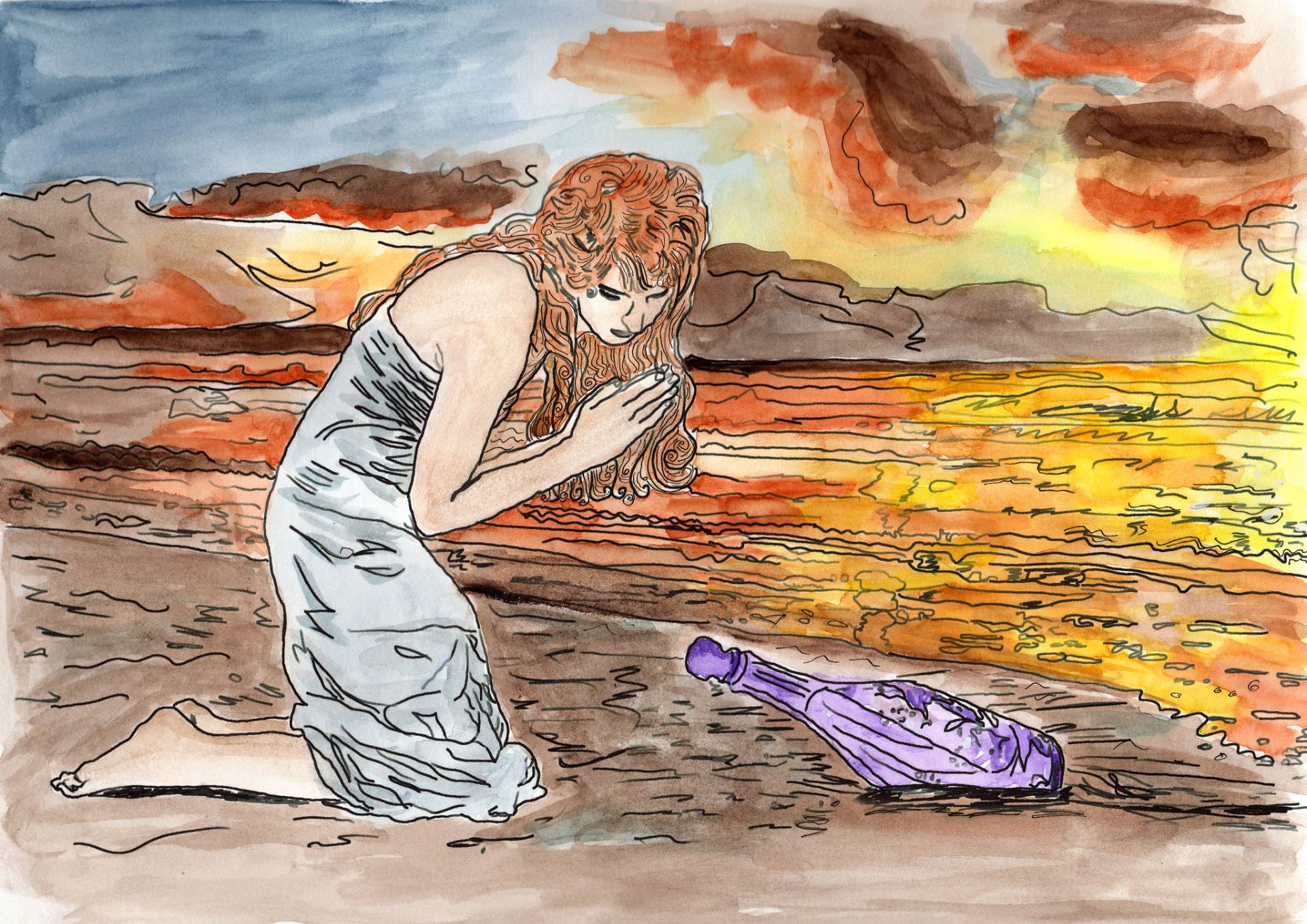 1920x1358 Saatchi Art Message In A Bottle Painting By Debbie Davidsohn - Message In A Bottle Painting