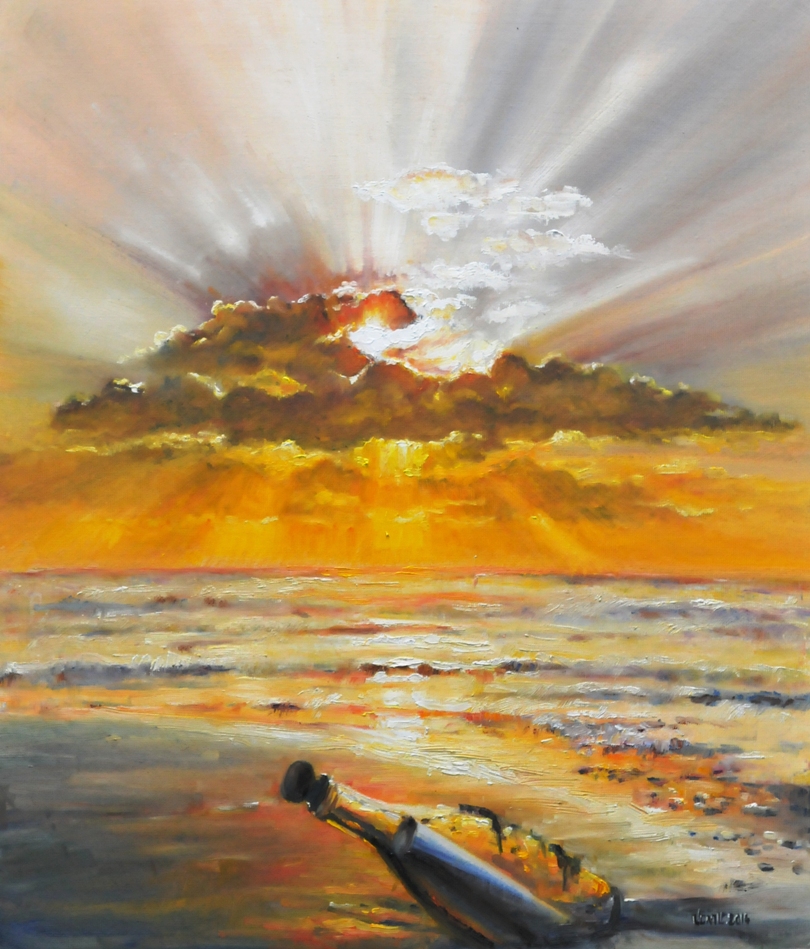 810x949 Vera Cauwenberghs Finert Painter Oil Painting Message - Message In A Bottle Painting