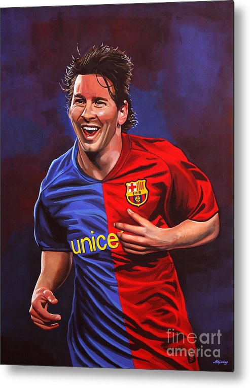 493x765 Lionel Messi Metal Print By Paul Meijering - Messi Painting