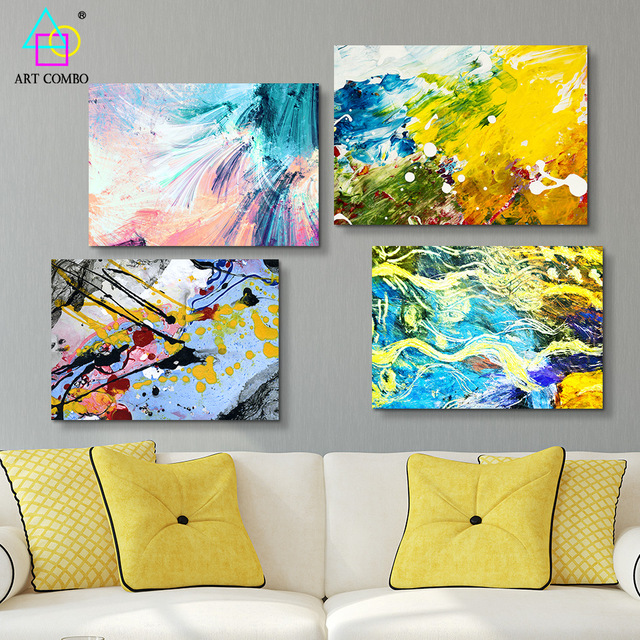 640x640 Frameless Abstract Artwork Canvas Painting Messy Colorful Paint - Messy Painting