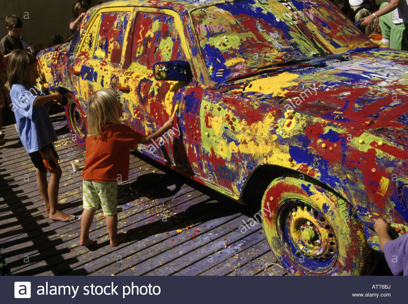 1300x970 Children Painting On A Messy Car Stock Photo 16384613 - Messy Painting