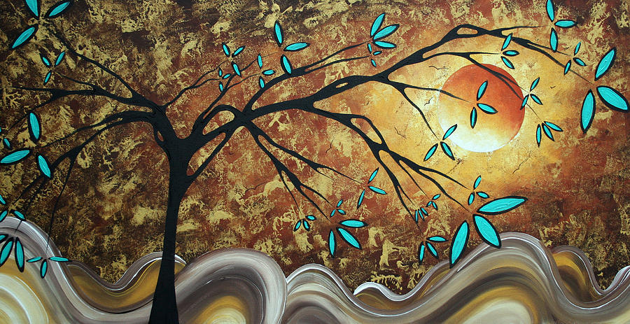 900x463 Metallic Gold Textured Original Abstract Landscape Painting - Metallic Painting