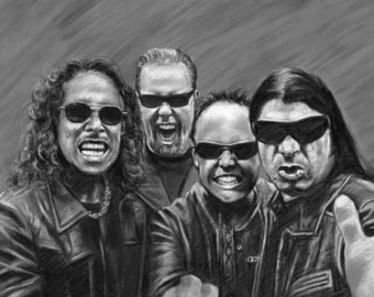 340x270 Rat Pack Painting Poster Print Reproduction Pencil - Metallica Painting