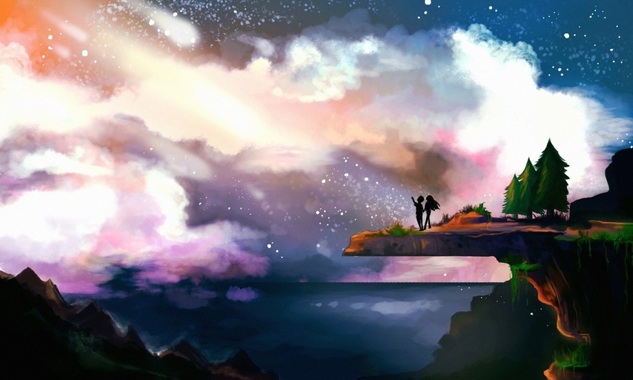 920x552 Meteor Shower, An Art Print By Aly Jones - Meteor Shower Painting