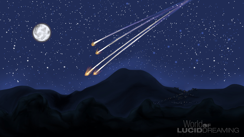 1000x563 Meteor Shower In The Still Of The Night - Meteor Shower Painting