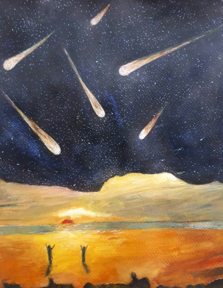 770x996 Saatchi Art Meteor Shower Painting By Michael Hayter - Meteor Shower Painting