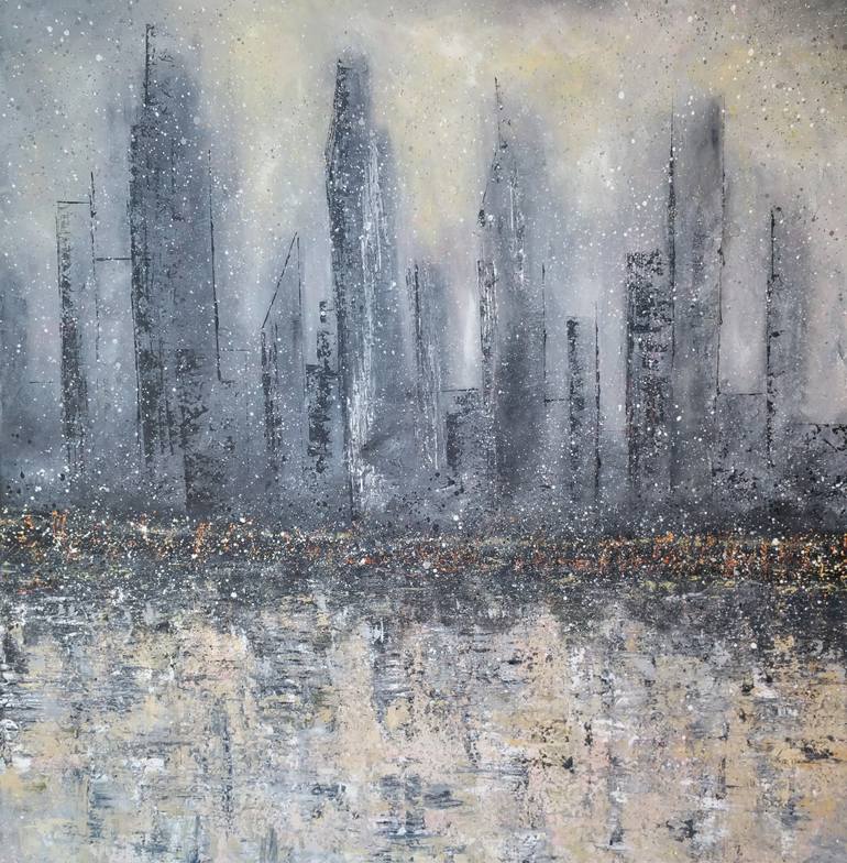 770x784 Saatchi Art Midnight Metropolis Painting By Lucy Moore - Metropolis Painting