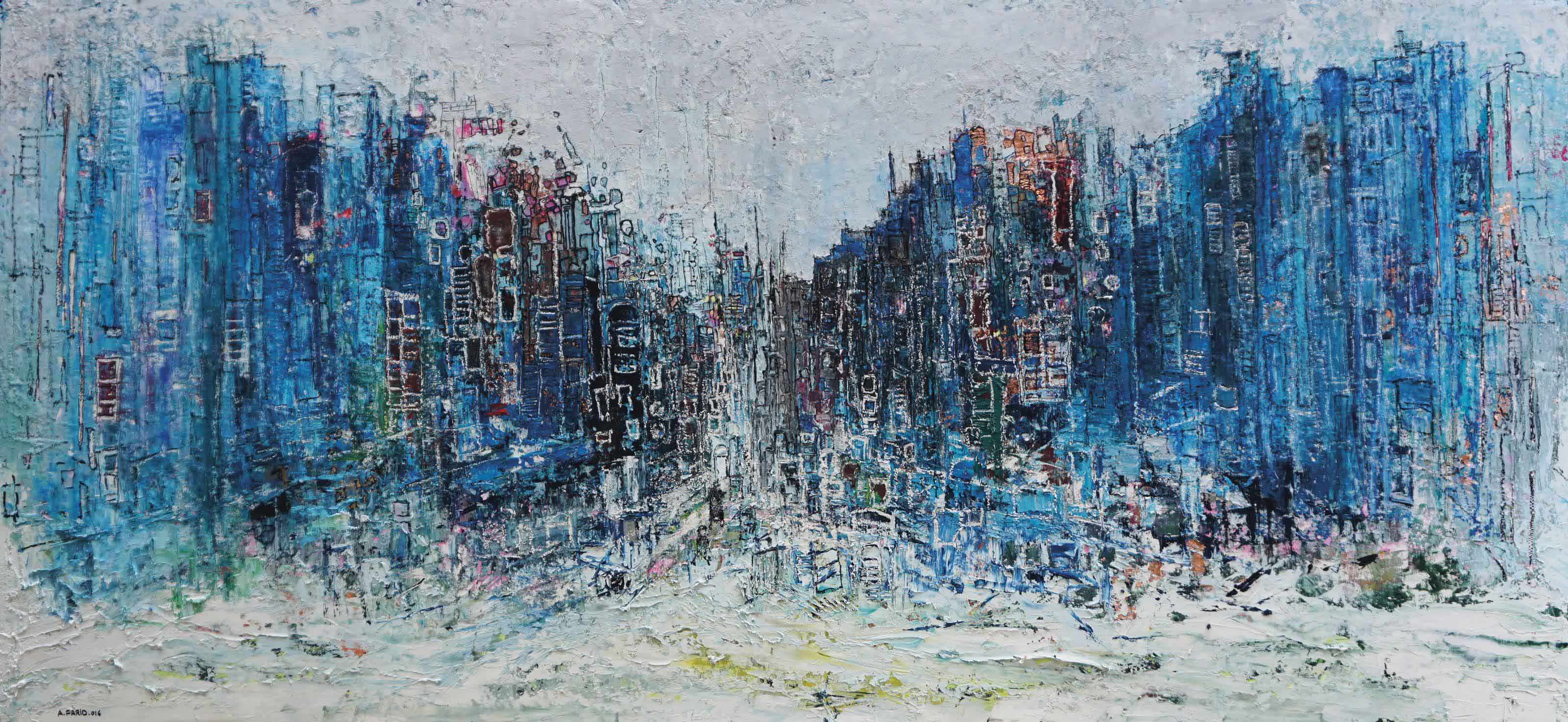 3200x1473 Ahmed Farid (Egyptian, B. 1950) Metropolis Magic Paintings - Metropolis Painting