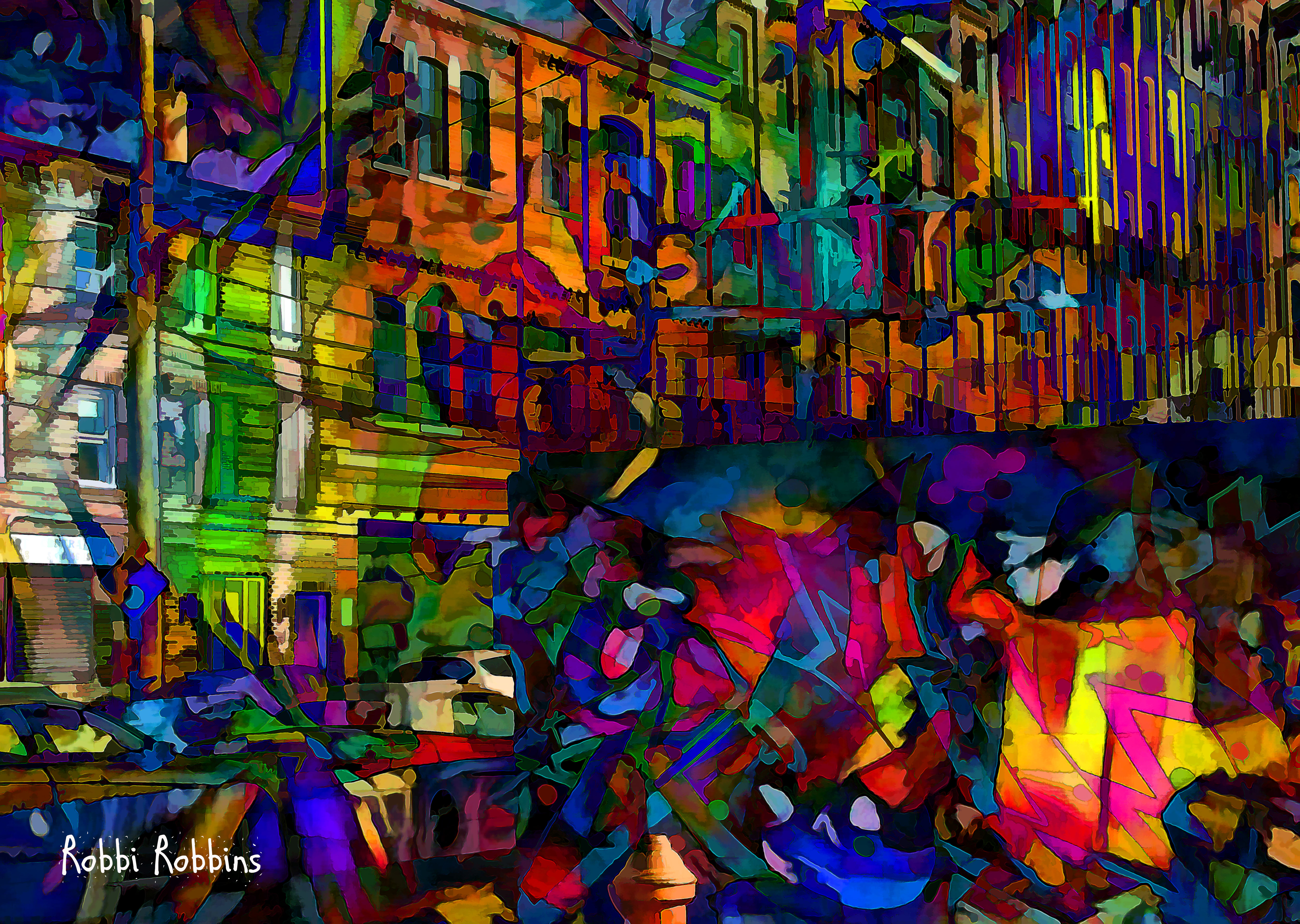 5400x3840 Wallpaper Colorful, Painting, Photoshop, Window, City, Street - Metropolis Painting