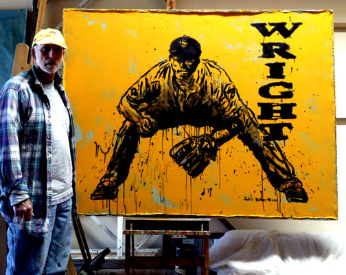 504x400 Sports Art David Wright Ny Mets Baseball Painting - Mets Painting