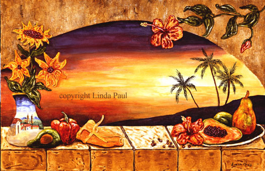 525x338 Tropical Sunset Art Prints - Mexican Art Painting
