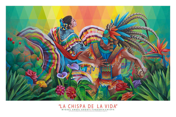 570x380 La Chispa De La Vida Mexican Art Painting Mural Print - Mexican Art Painting