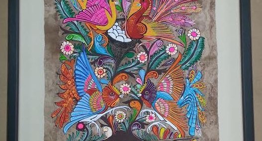 527x285 Mexican Tree Bark Art! Amate! Columbia Frame Shop - Mexican Bark Painting