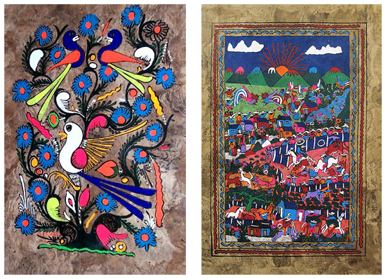 550x398 Amate Paper Paintings - Mexican Bark Painting