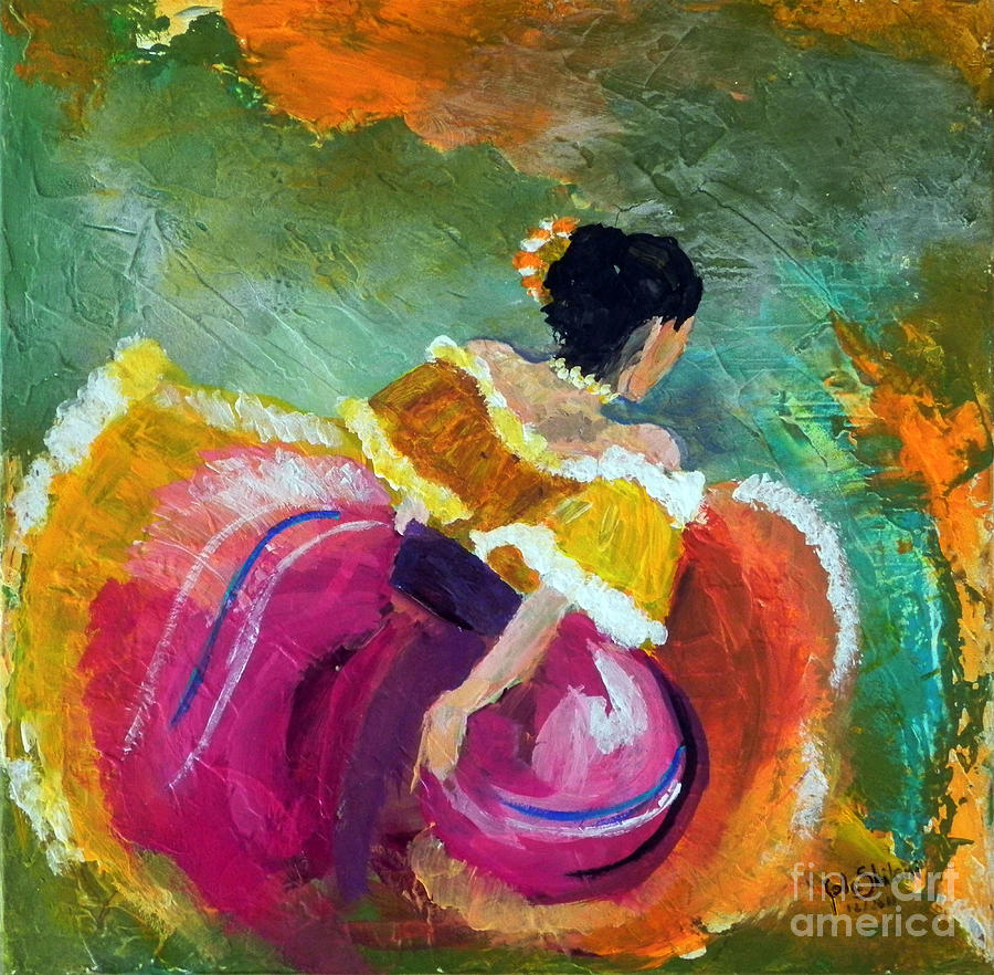 900x882 Mexican Dancer Painting By Jolanta Shiloni - Mexican Dancer Painting