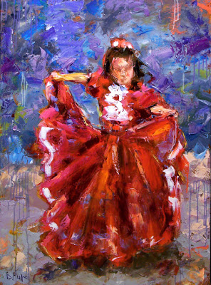296x400 Debra Hurd Original Paintings And Jazz Art February 2008 - Mexican Dancer Painting