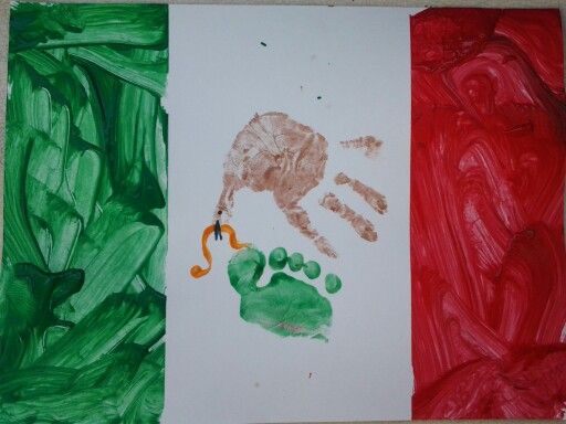 512x384 Mexican Flag With Hand And Footprints Crafts For Kids - Mexican Flag Painting