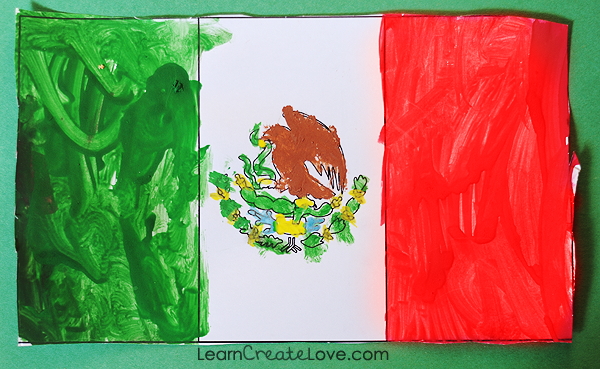 600x369 Printable Mexican Flag Amp Outline Of Mexico Learncreatelove - Mexican Flag Painting