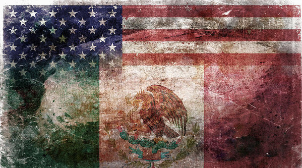 599x333 American Mexican Tattered Flag Poster By Az Jackson - Mexican Flag Painting
