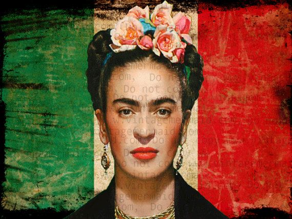 570x428 Frida Kahlo Mexican Flag Quilting Panel Applique Fkfb008 - Mexican Flag Painting