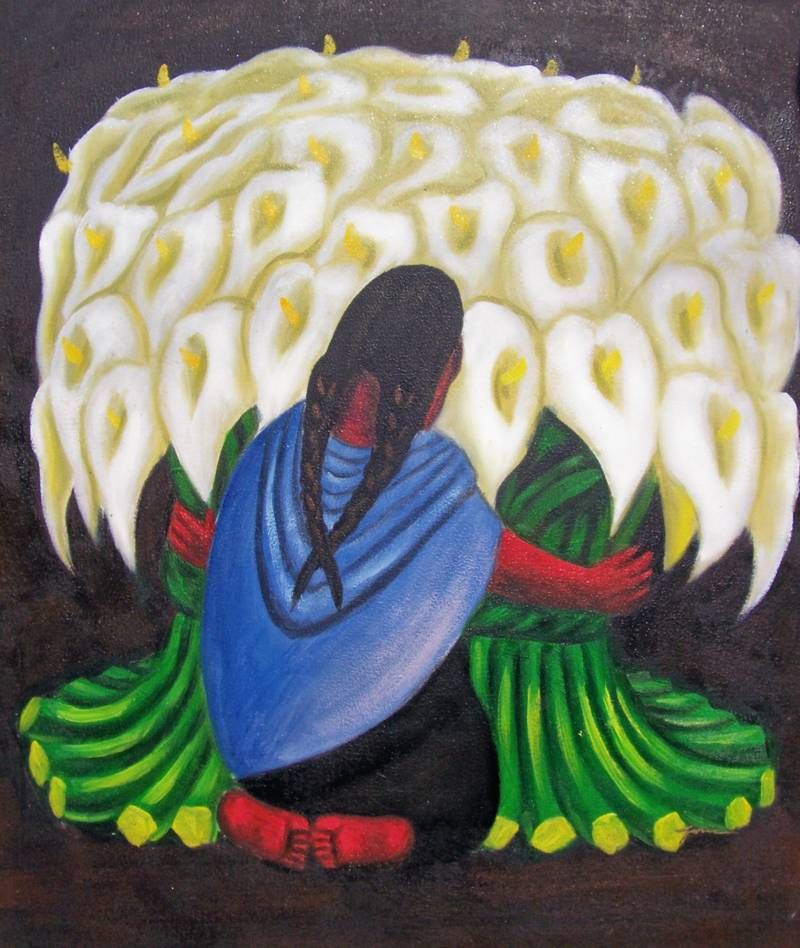 800x948 Mexican Flowers Paintings Mexican Art Diego Rivera Repro Flower - Mexican Flower Painting