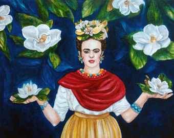 340x270 Mexican Folk Art Print Canvas Wrap Parrot Mexican Folk Art - Mexican Flower Painting