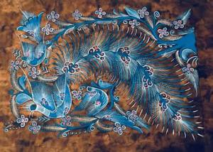 300x214 Lg 15 12 X 23 Mexican Folk Art Amate Bark Painting Tropical - Mexican Folk Art Painting